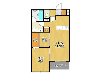 新作6丁目メゾン(1LDK/2階)の間取り写真