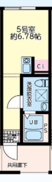 ノーステラス(ワンルーム/2階)の間取り写真