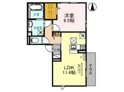 夙川桜井通リ(1LDK/2階)の間取り写真