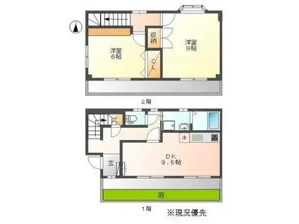 パールハイムA棟(2DK/1階)の間取り写真