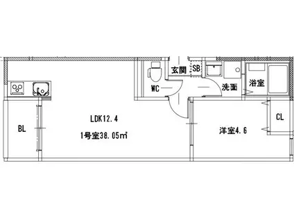 メゾンクレール御領(1LDK/1階)の間取り写真