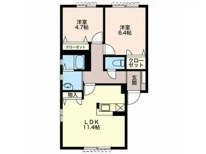 クレール石川(2LDK/1階)の間取り写真