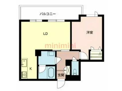 グランテージ高槻(1LDK/4階)の間取り写真