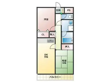 佐古クレストビル(2LDK/6階)の間取り写真