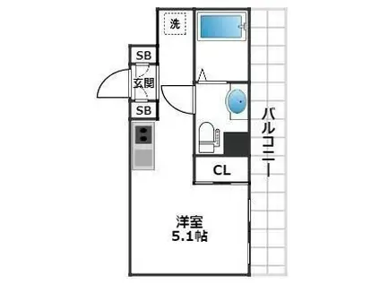 グランデュオ経堂VII(ワンルーム/3階)の間取り写真