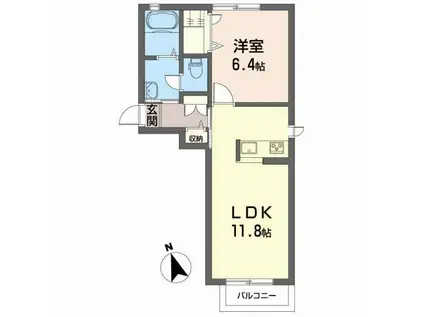 ランドスケープA(1LDK/2階)の間取り写真