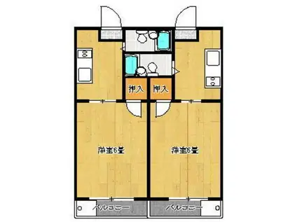 コート藤塚I(1K/5階)の間取り写真