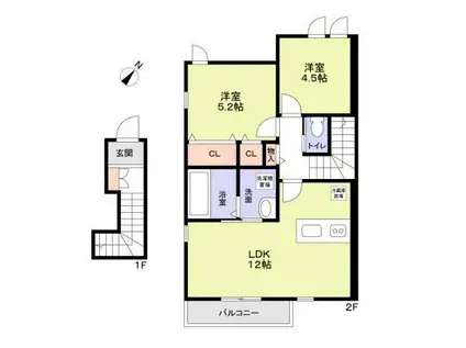 エトワールフジ(2LDK/2階)の間取り写真