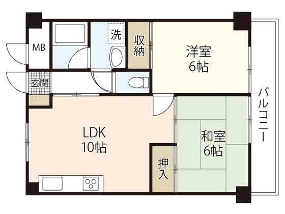 ハーシオンフルタII(2LDK/7階)の間取り写真