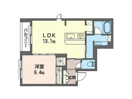ハピネス本郷(1LDK/3階)の間取り写真