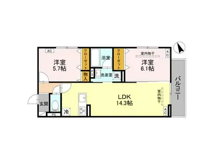 D-ROOM 古市町(2LDK/2階)の間取り写真