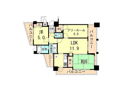 ワコーレガーデンヒルズ会下山公園(3LDK/1階)の間取り写真