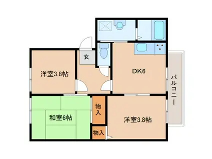 グランドゥール(3DK/1階)の間取り写真