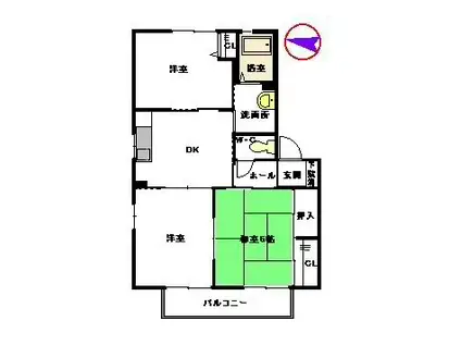 レガート外町 F棟(3K/2階)の間取り写真