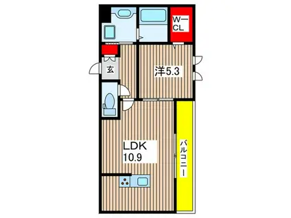 メゾンボヌール大町(1LDK/1階)の間取り写真
