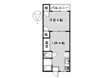 ハイツリッチ前橋 B(2K/2階)の間取り写真