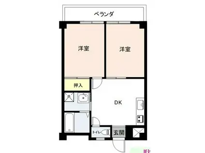 ラフィーヌ池田1番館(2DK/4階)の間取り写真