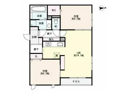 アークコート(2LDK/1階)の間取り写真