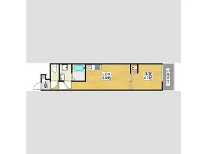 エナメゾン東羽衣(1LDK/2階)の間取り写真