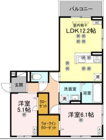 フィオーレガーデン北田宮 B(2LDK/3階)の間取り写真