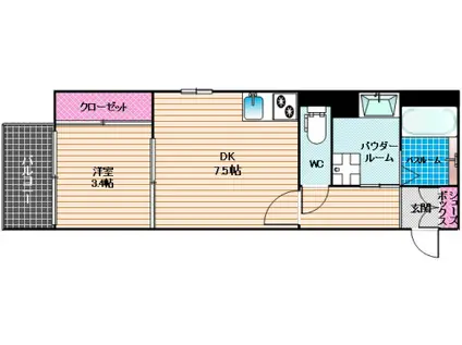 エタンセル(1DK/7階)の間取り写真