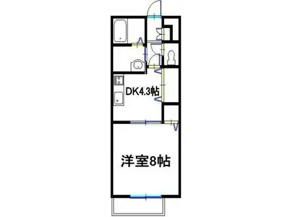 プランドール砥堀(1DK/1階)の間取り写真