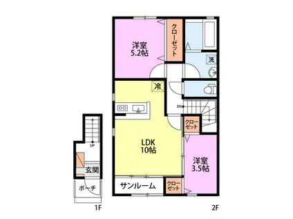 スマルティ 2号棟(2LDK/2階)の間取り写真