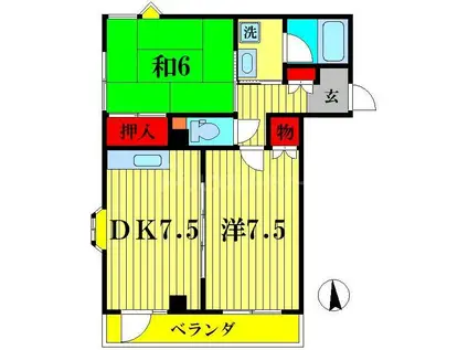 ガーデンシティ新松戸(2DK/3階)の間取り写真