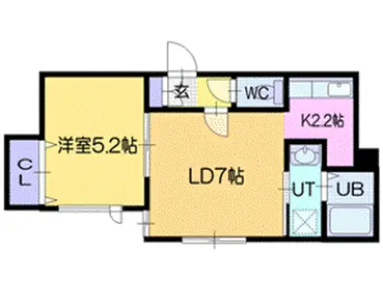 ラグドール(1LDK/2階)の間取り写真