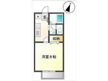 サンロイヤル加茂(1K/1階)の間取り写真