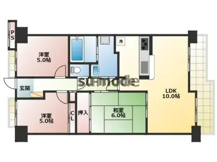 東千里OMパレス(3LDK/4階)の間取り写真