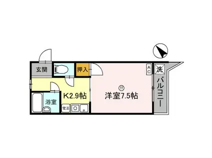 リバーハイツ豊岡(1K/3階)の間取り写真