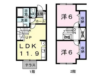 サンセールK・Y B(2LDK/1階)の間取り写真