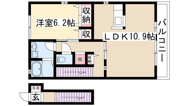 REGULUS(1LDK/2階)の間取り写真