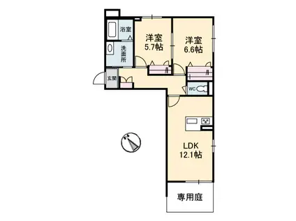 CLAN古市(2LDK/1階)の間取り写真