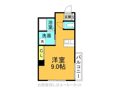 ウェーブビル(ワンルーム/4階)の間取り写真