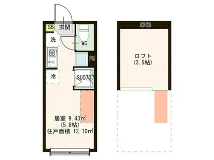 ルーエ上石神井(ワンルーム/2階)の間取り写真