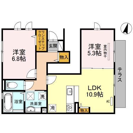 PALACIO大野台(2LDK/1階)の間取り写真