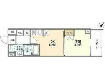 YSレジデンス代田橋(1DK/1階)の間取り写真