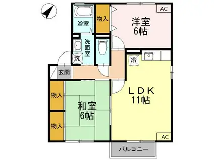 セジュール誠之(2LDK/2階)の間取り写真