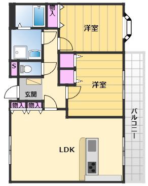 Fマンション(2LDK/1階)の間取り写真