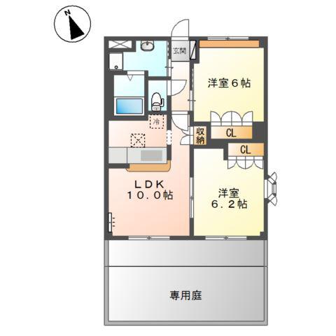 グレイスヴィラ(2LDK/1階)の間取り写真