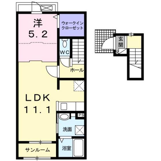 さくらみらい22(1LDK/2階)の間取り写真