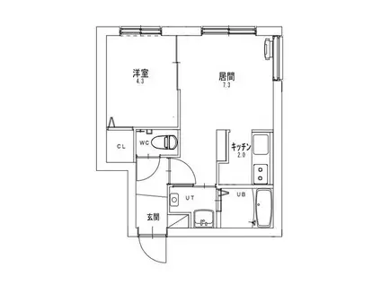 リガーレ東札幌(1LDK/1階)の間取り写真