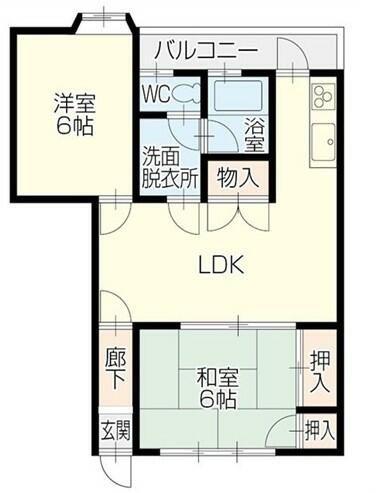 能島台ハイツ(2LDK/1階)の間取り写真