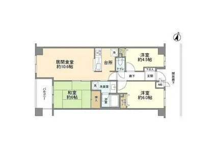 東急ドエルアルス矢口(3LDK/5階)の間取り写真