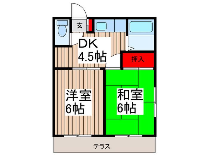 コーポジュン(2DK/1階)の間取り写真