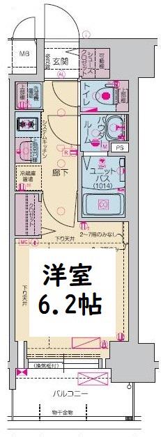 プレサンス堺筋本町ディスティニー(1K/7階)の間取り写真