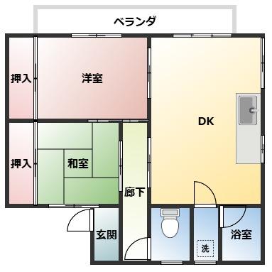 KT島崎(2LDK/2階)の間取り写真