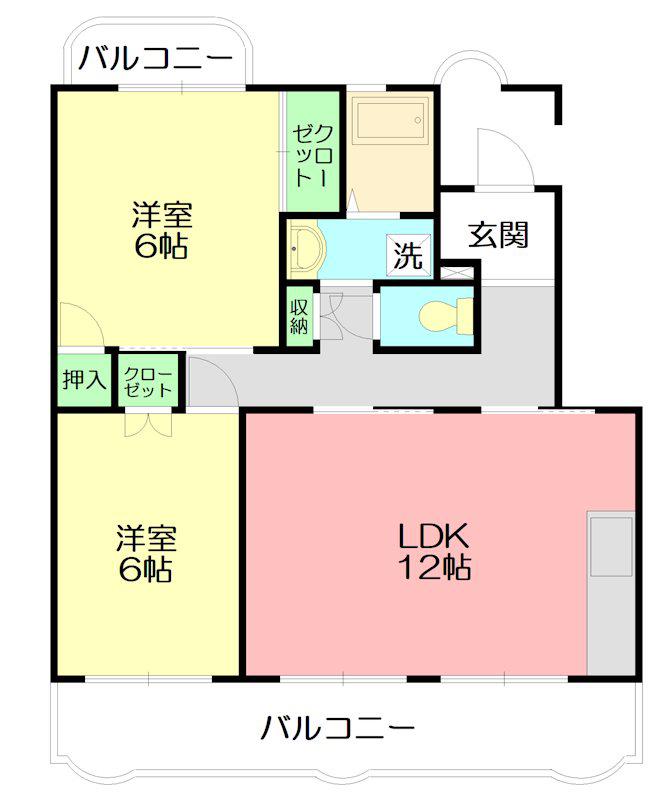 クレスト・マンション(2LDK/3階)の間取り写真
